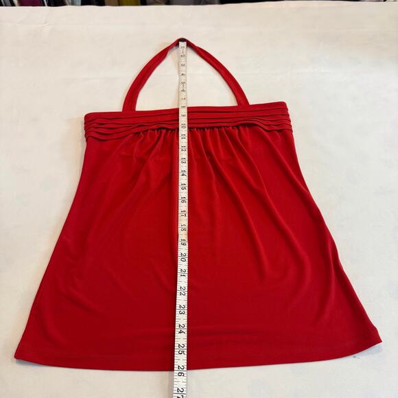 The Limited Pleated Front Chili Red Halter Top Flattering Loose Stretchy Fit - Picture 6 of 15